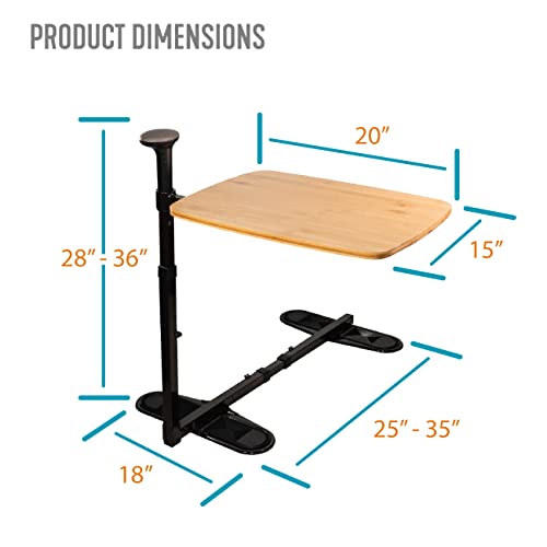 Stander Omni Tray Table, Adjustable Recliner Swivel TV Tray with Standing Handle for Adults, Seniors, and Elderly, Bamboo Laptop Desk for Chairs and Couches, Mobility Aid Sit and Stand Lift Assist